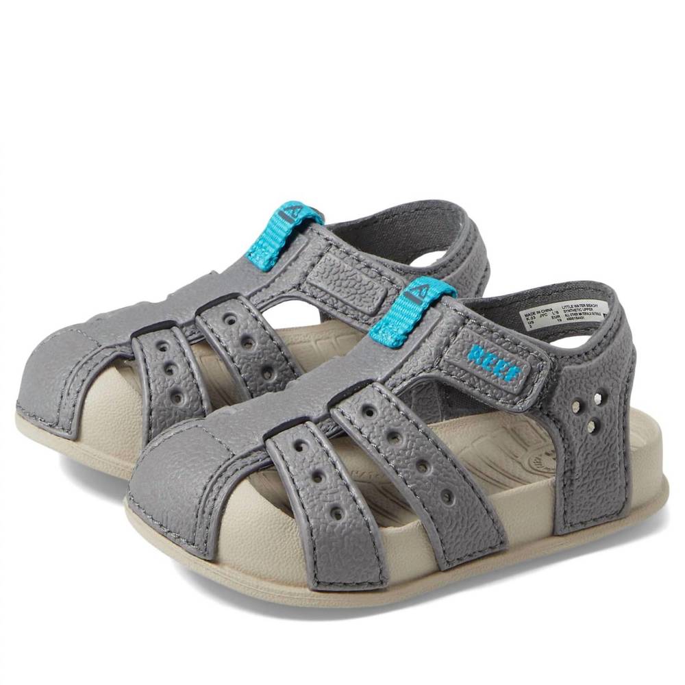 NEW REEF boy's water beachy sandals in oak grey/aqua